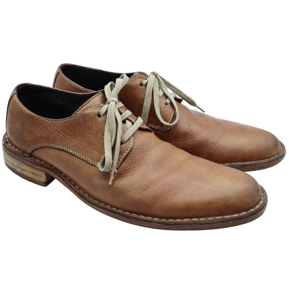 Cole Haan Mens 8.5 Feathercraft Grand Blucher Tan Leather Oxfords Lace Up Brown